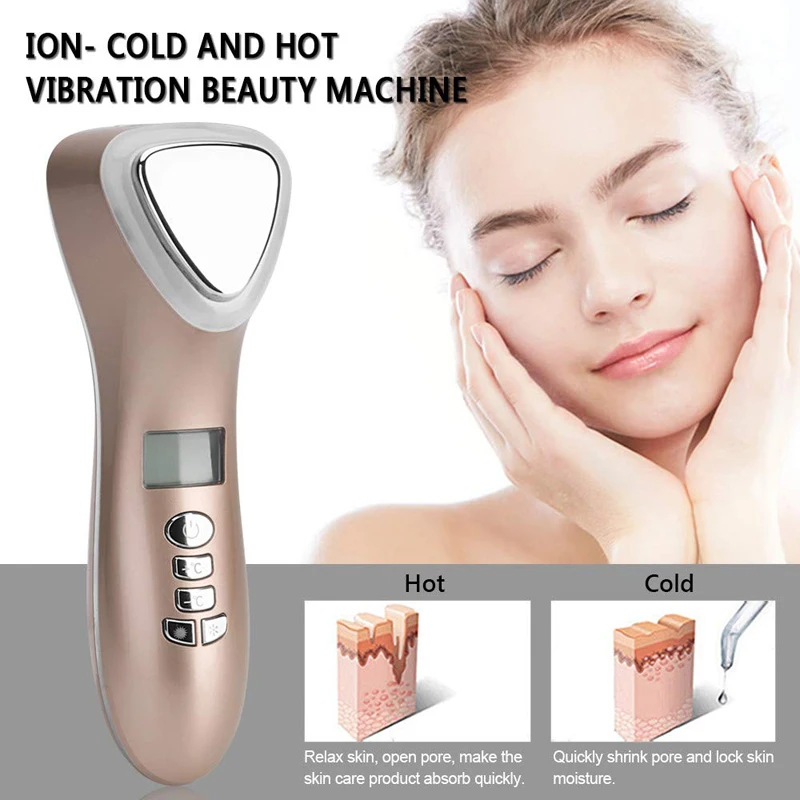 Anti invecchiamento della pelle che stringe lo strumento di bellezza macchina per crioterapia ad ultrasuoni LED Hot Cold Hammer Face Lifting Vibration Massager