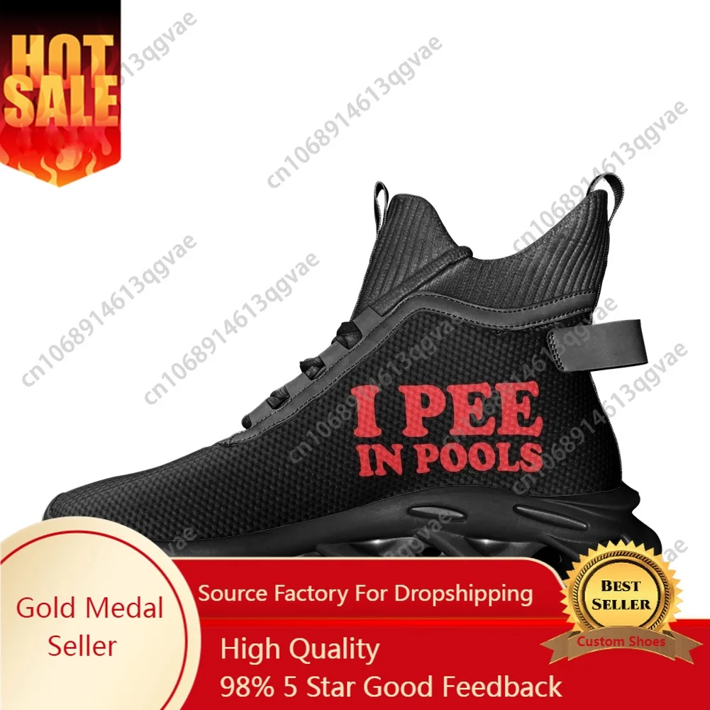 

I Pee In Pools High Top Flats Sneakers Mens Womens Sports Running Shoes Lace Up Mesh Footwear Customized Made Lightweight Shoe