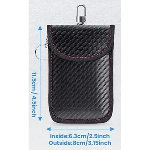 Tas Faraday untuk Pelindung Sangkar Fob Kunci Pelindung Fob Kunci Pemblokiran Sinyal RFID Mobil Kantong Anti Maling Serat Karbon Berlapis Ganda 10 tas pemblokiran sinyal penjualan terbaik - №