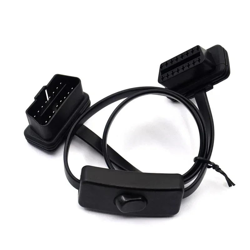 스위치 포함 납작한 얇은 Obd 어댑터, 8 코어 16PIN 플러그, ObD1 OBD2 연장 케이블, 12V 수 16 핀 J-1962 암 16 핀