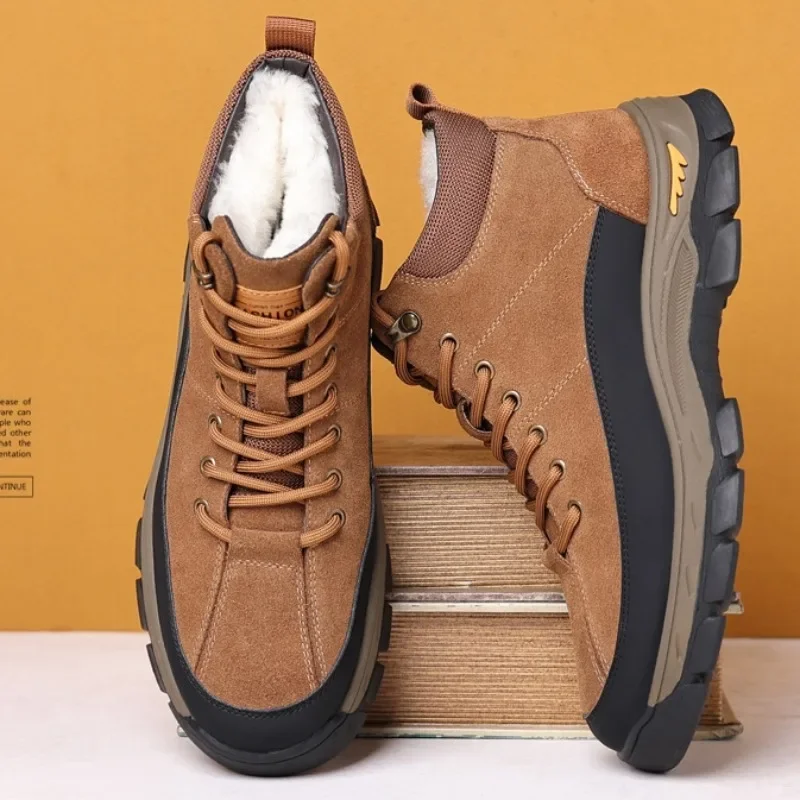 

Designer Shoes Men Wool Winter Warm Men's Cotton Shoe Shearling Cow Suede Outdoor Hiking Casual Shoes Fashion Luxury Sneakers