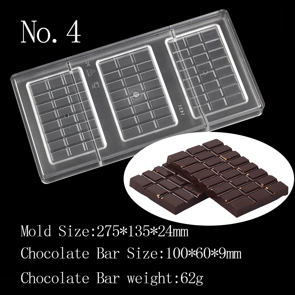 Chocolate Bar Mold  Baking Confectionery Tools  For Cake Decoration Pastry Polycarbonate Chocolate Mold