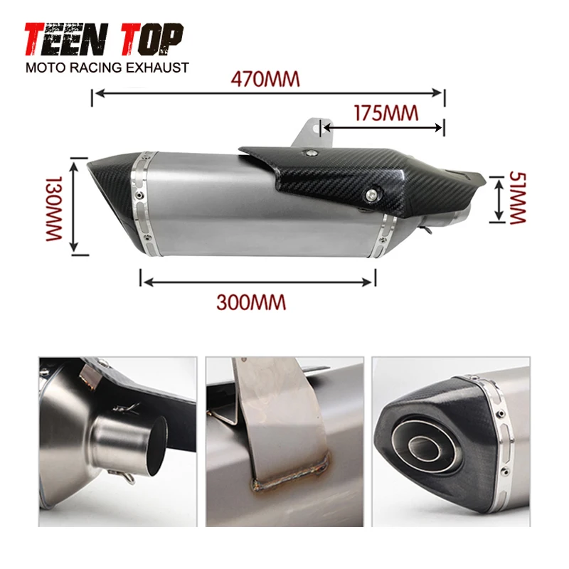 For Honda NC750S NC750X NC700S NC700X CB400 Motorcycle Exhaust Muffler Carbon Fiber Tip Muffler DB Killer Escape Moto Tail Pipe