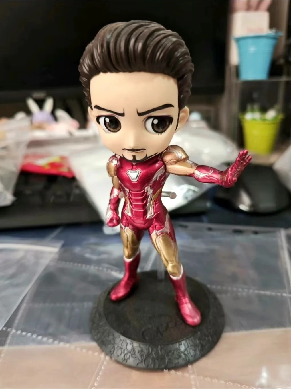 Original bandai qposket marvel homem de ferro anime figura brinquedos saotome figura de ação para crianças presente modelo colecionável brinquedos presentes