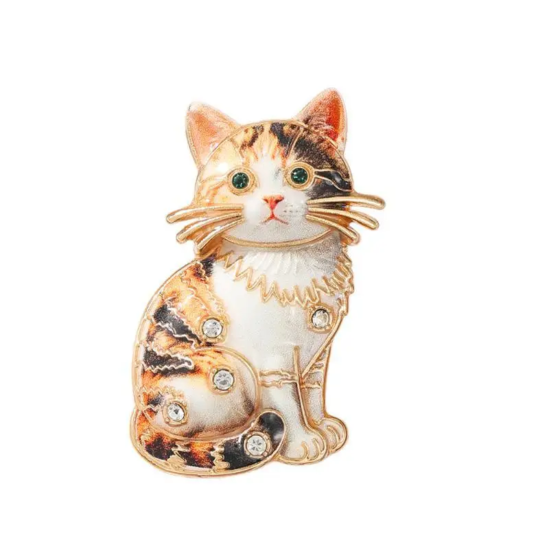 Rhinestone Sitting Cat Brooch Adorable Kitten Animal Pin 1Pcs Trendy Jewelry for Women Dress Backpack Valentine's Day Gift
