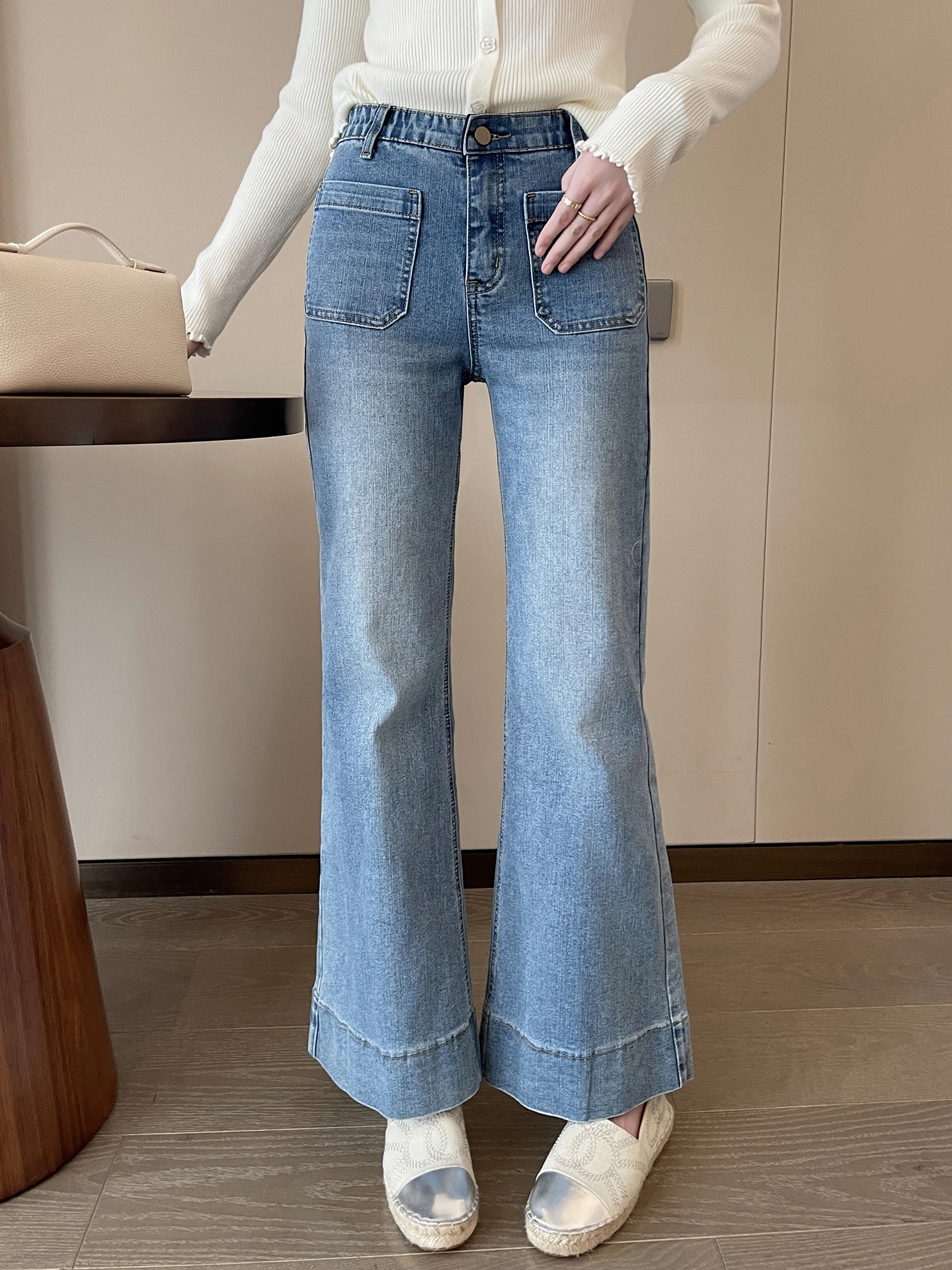 

Waed High Waist Straight Leg Jeans Women's Spring 2026 Slimming Elastic Casual Long Trousers Versatile Faionable Ladies J...