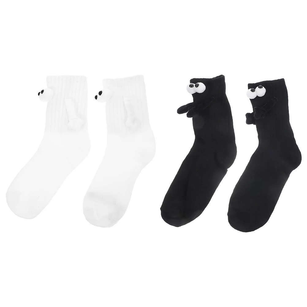 2Pairs Novelty Hand Holding Socks Comfortable Stretchy Cotton Socks for Gym Running Travel Unisex Athletic Footwear Accessory