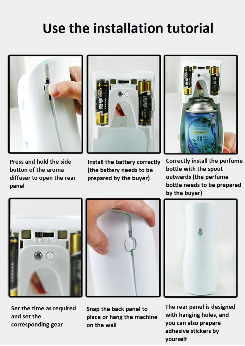 Pulverizador automático da fragrância do banheiro, mini máquina automática do aroma, difusor fresco do ar, branco ou preto disponível