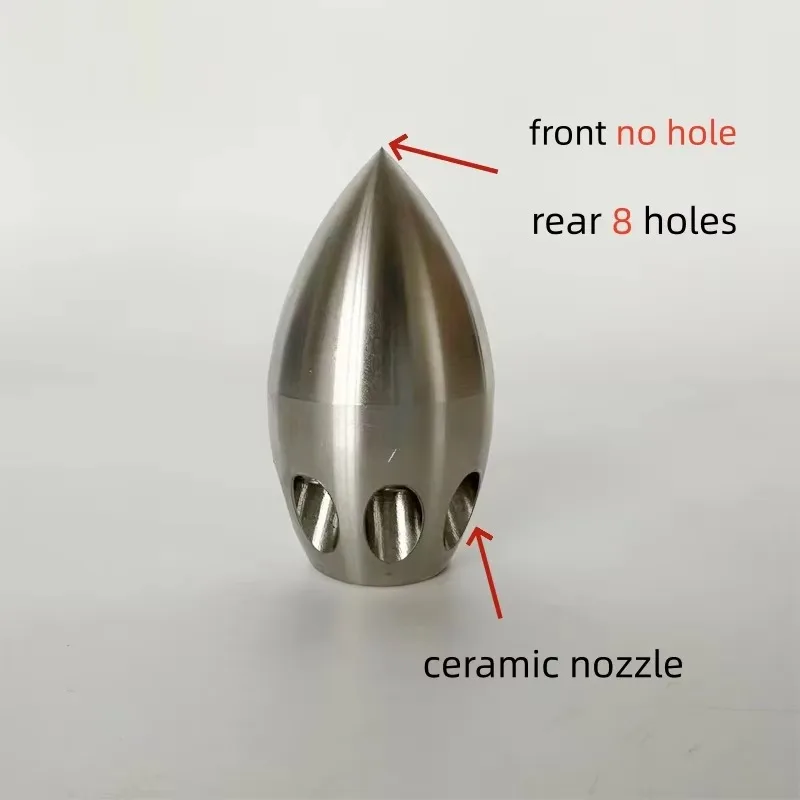 40L Factory Directly 3/8 1/2 Female Front 0 Hole Backward 8 Holes Ceramic Nozzle High Pressure Hydro Jet Clogging Removal Nozzle