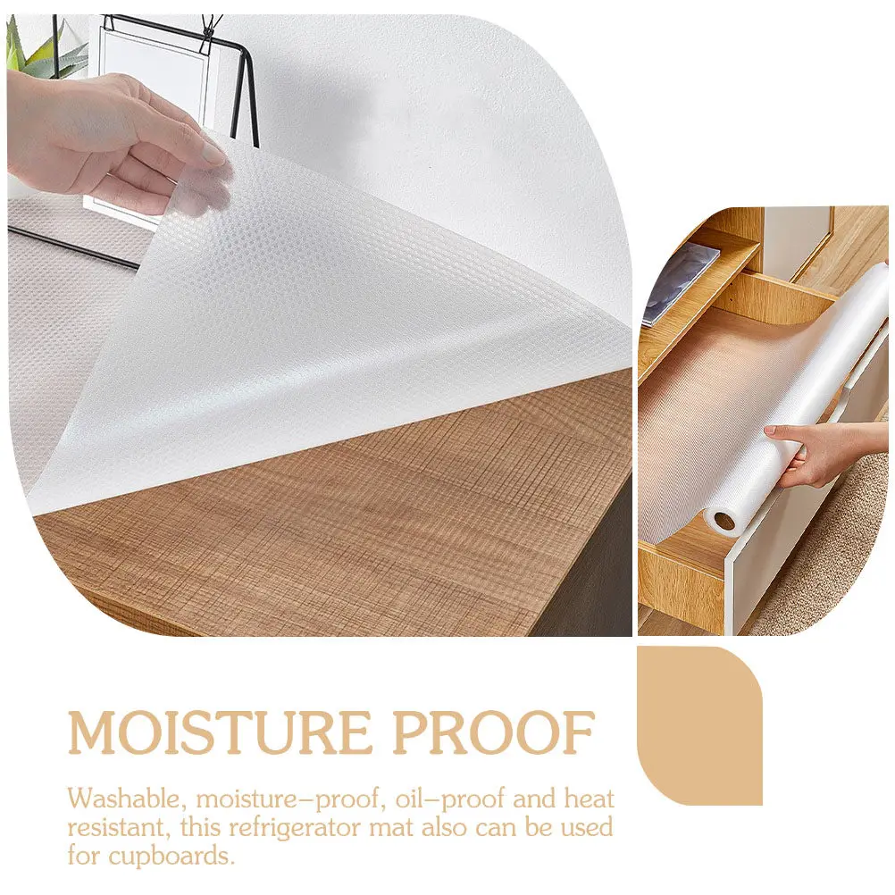 2 Rolls Moisture Proof Mold Resistant Shelf Liner Translucent Kitchen Cabinet Drawer Liners Fridge Mats Cupboard Mats Shelf Pads