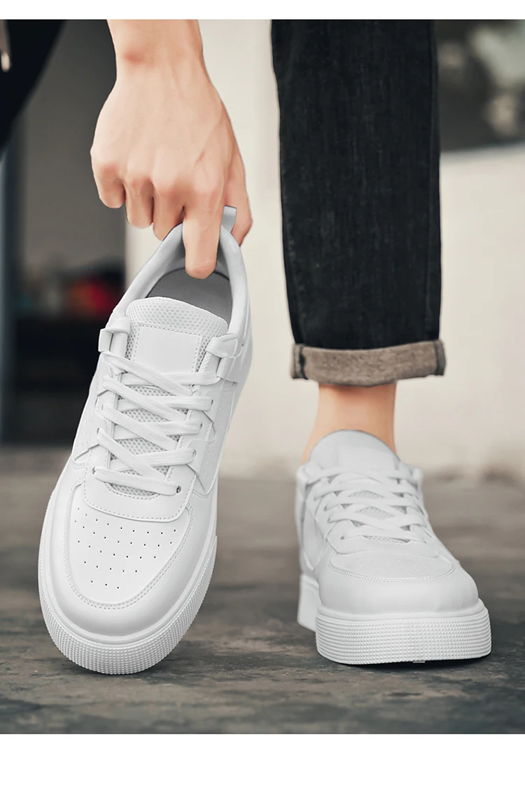 Herren Casual Skate-Schuhe Schwarz-Weiß Farbblock Atmungsaktive Niedrige Plateau-Sneaker – Detail 7