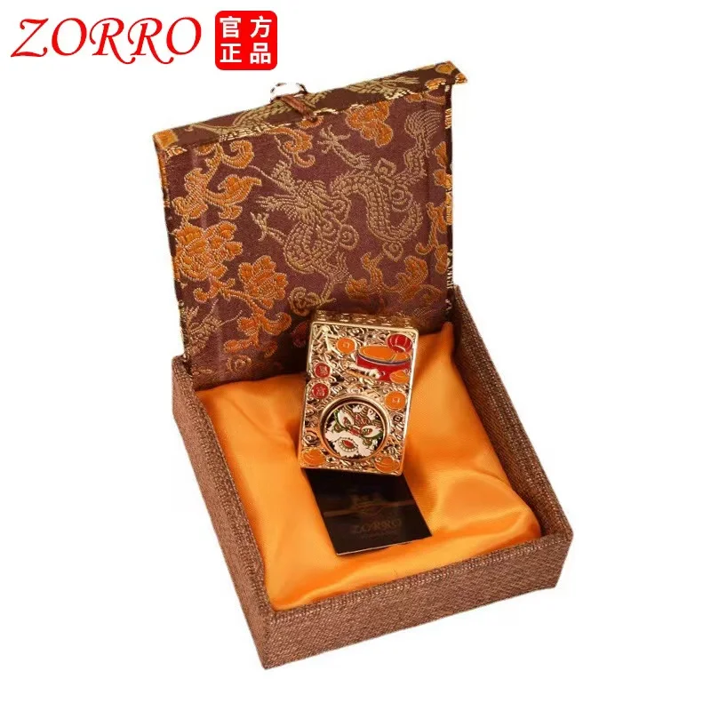 ZORRO Pure Copper Armor Kerosene Lighter Retro Auspicious Lion Relief Decompression Rotary Wheel Ignition High Grade Men\'s Gift