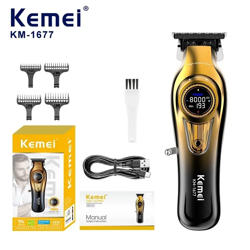 Kemei Rechargeable Barber Hair Clippers Electric Cordless Hair Trimmer Professional Men Hair Cutting Machine  8000RPM KM-1677