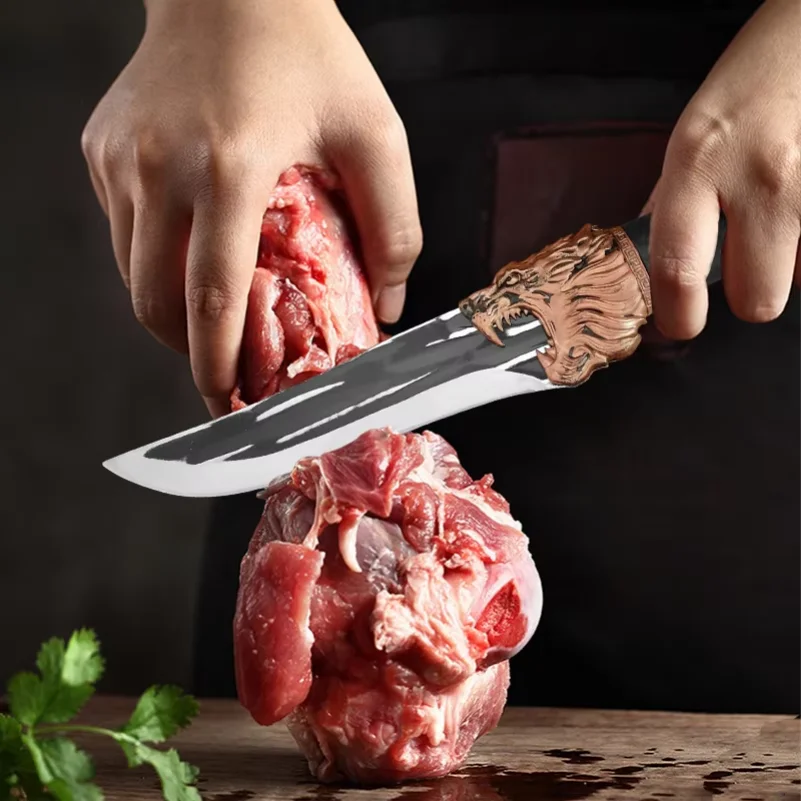 Meat Cleaver Forged Kitchen Knife Chef Slicing Meat Fish Fruit Sharp Buther Boning Knife Plastic Handle Utility Knives Cutter