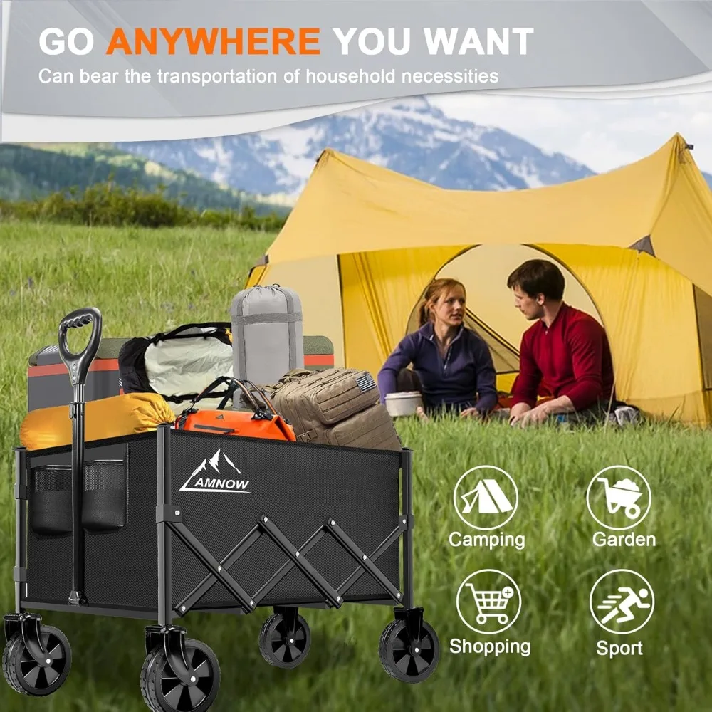 Carro plegable de 350 libras con ruedas todo terreno, carro utilitario de gran capacidad para jardín, compras, camping