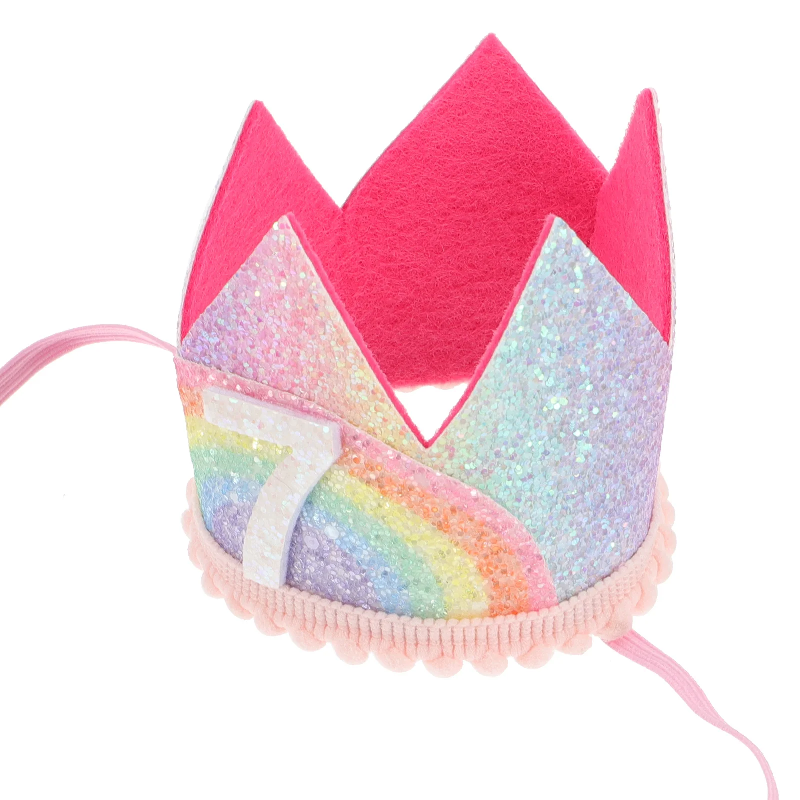 

Rainbow Birthday Accessories Kids Party Hat Baby Decorations Crown Headdress Number Birthday Crown Fabric Headband Lightweight