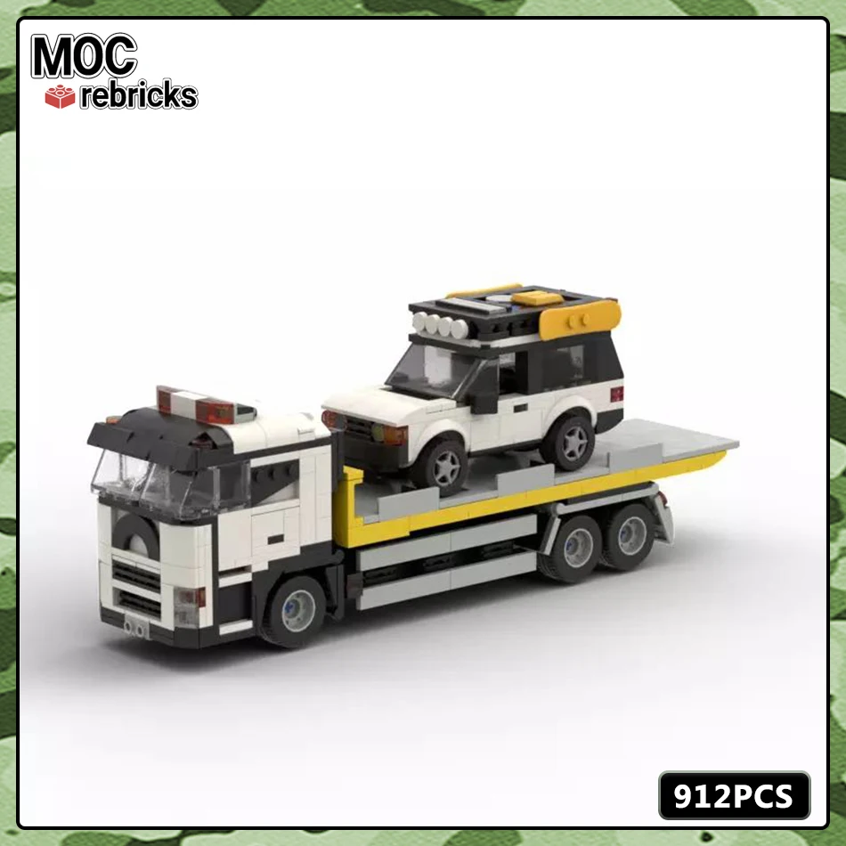 MOC Modern City Bricks Speed Champion Breakdown Truck Road Trailer Building Blocks DIY Model Bricks Sets Boy Birthday Toys Gifts