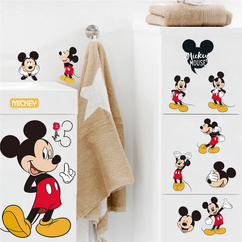 Small Size Mickey Minnie Mouse Baby Home Decals Wall Stickers For Kids Room Baby Bedroom Wall Art Nursery Amusement Park Poste