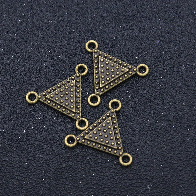 20PCS 20*25mm Two Color Charms Triangle Geometry Metal Alloy Porous Connector DIY Jewelry Marking Accessories