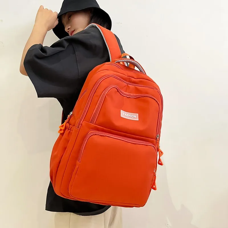 Big Size Casual Large Capacity Middle School Student Backpack For Girls Simple Solid Color Travel Sport Backpack On Sale