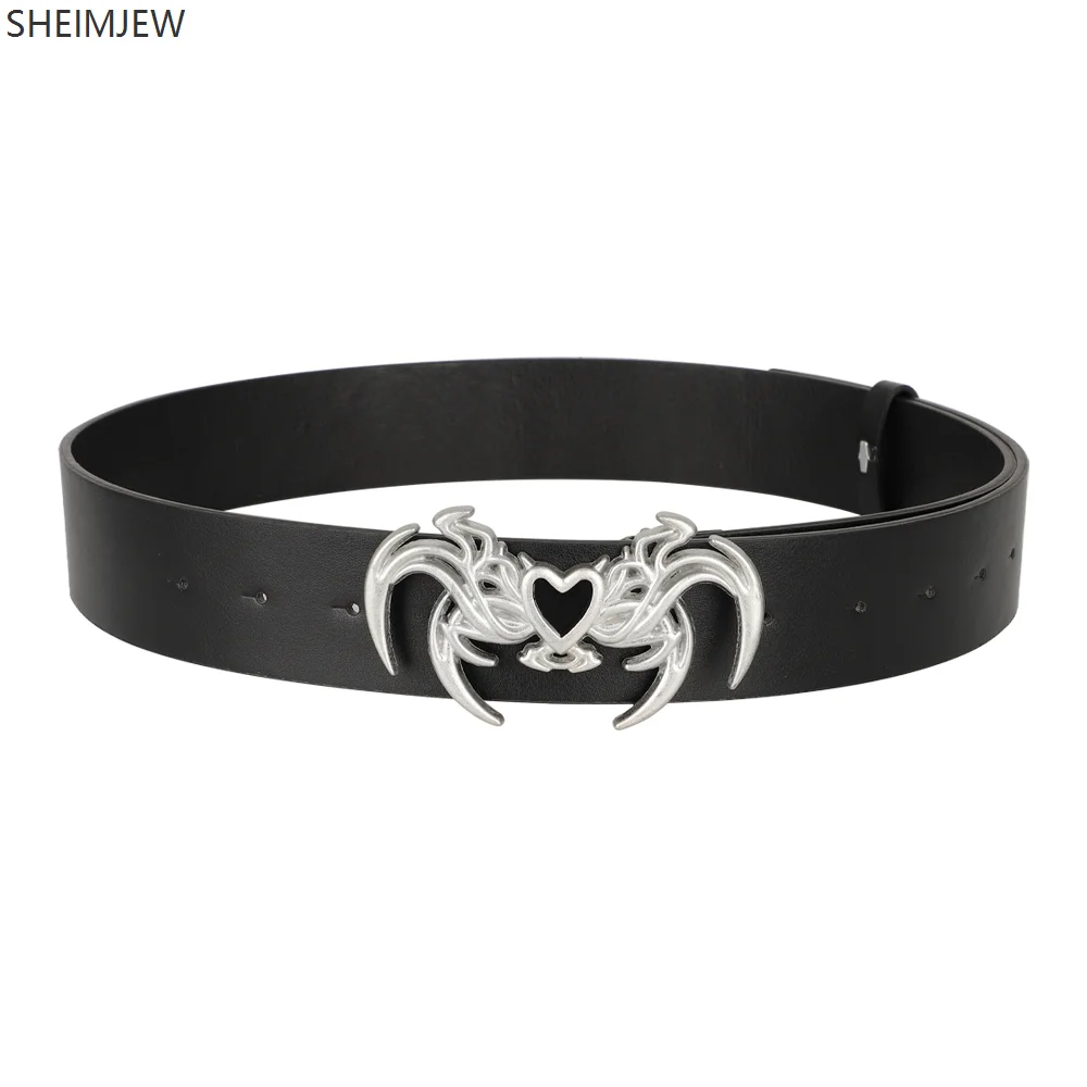 แฟชั่นผู้หญิงเข็มขัดฮาโลวีนคอสเพลย์ Retro Gothic Punk สไตล์อุปกรณ์เสริมส่วนบุคคลไม่สม่ําเสมอเข็มขัด Pu เข็มขัด Y2k เข็มขัด