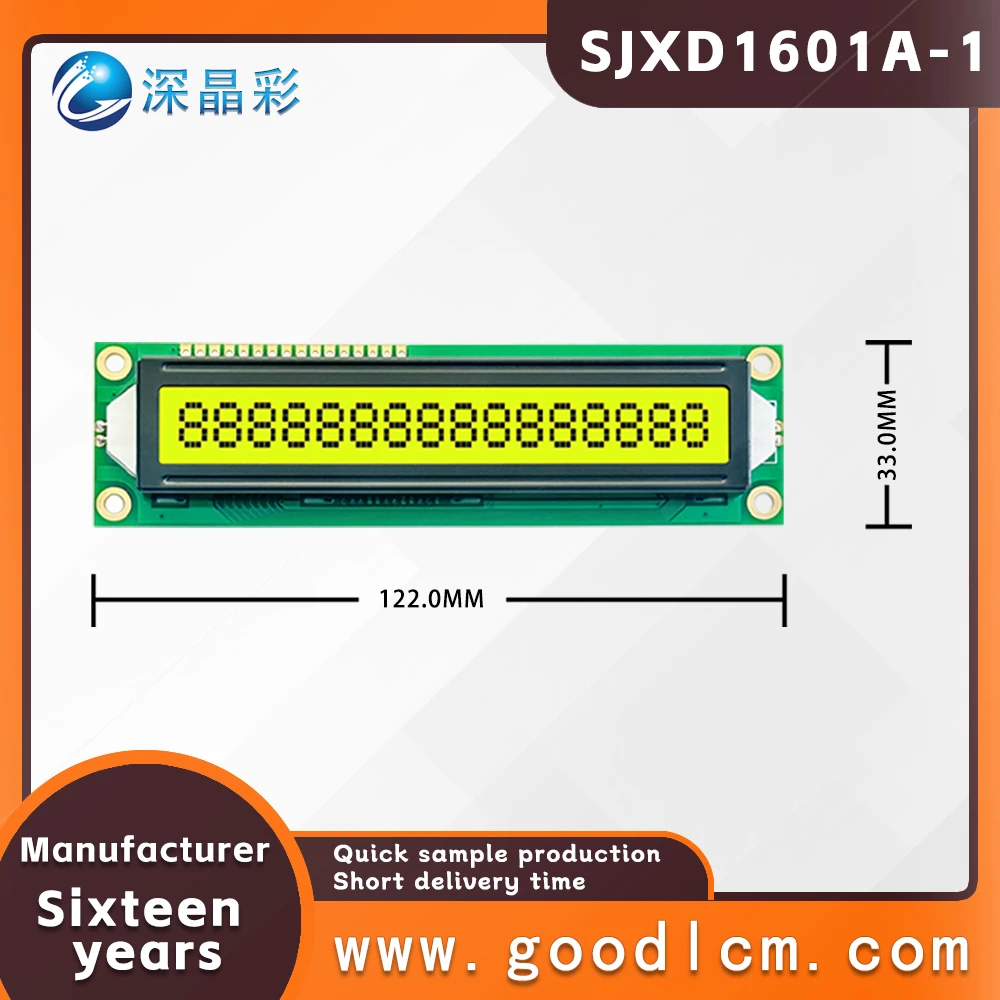 LCD1601A-1 1601Module Blue/Green Screen IIC/I2C 16x1 Large Character LCD Display Module1601 5.0V or 3.3V STN yellow green