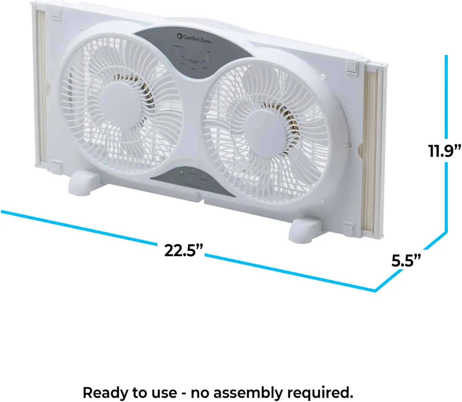 Twin Window Fan with Remote, Adjustable Width, 3 Speeds & Functions for Home Office Cooling