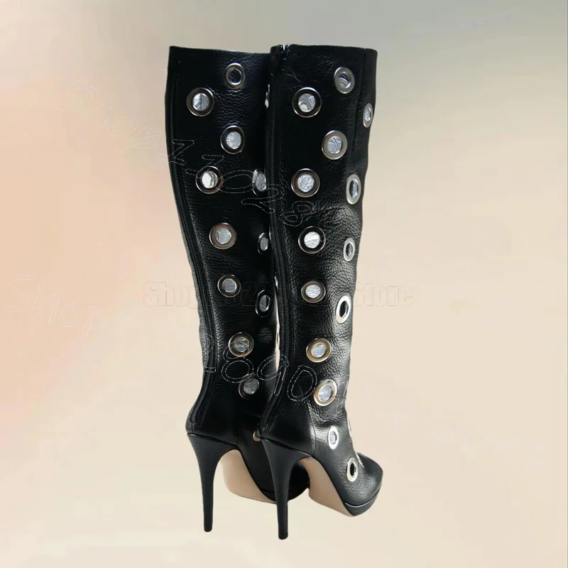 

Circle Design White Peep Toe Platform Boots Back Zipper Women Shoes Thin High Heels Party Feast Dating 2025 Zapatos Para Mujere