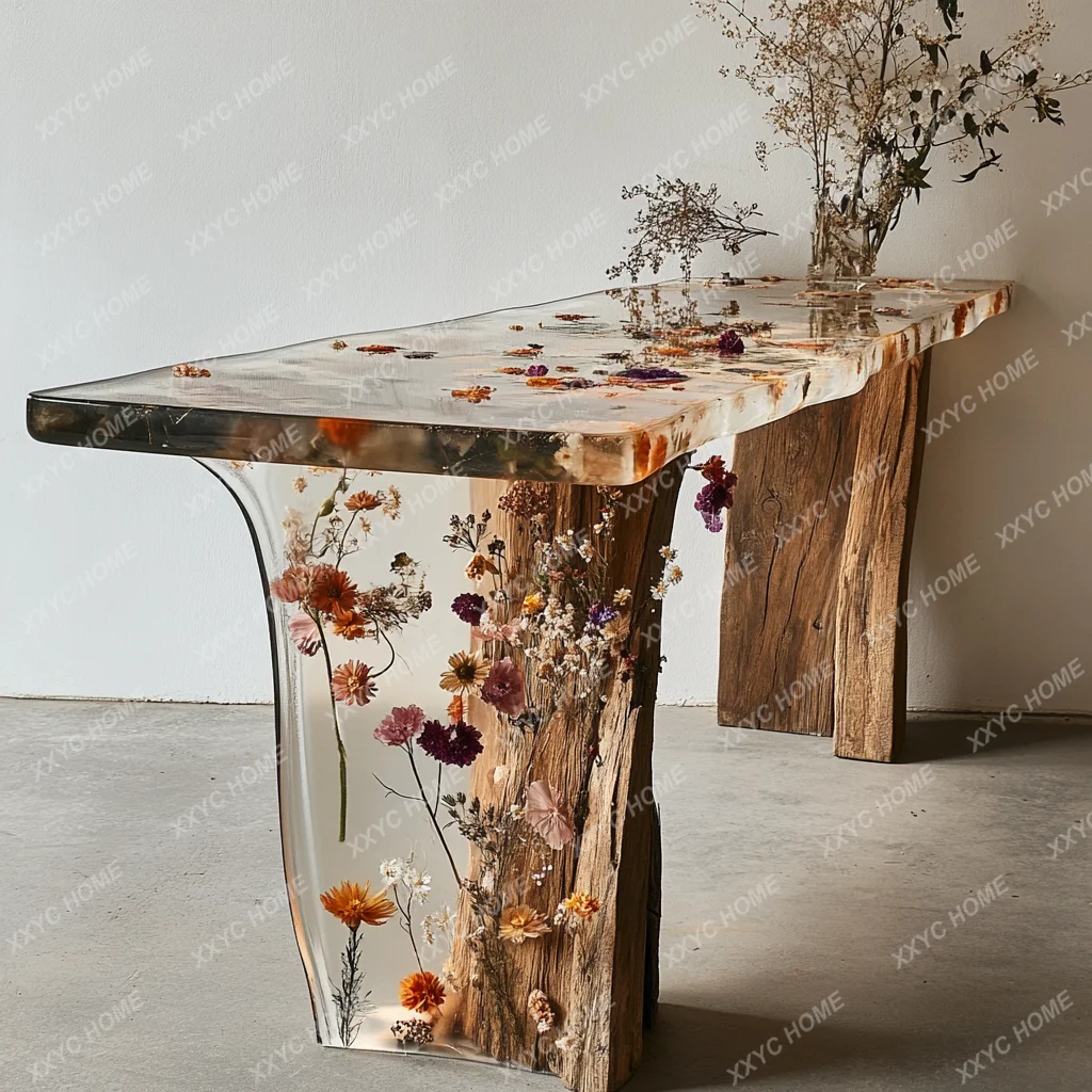 TT Epoxy resin river table coffee table creative personality small apartment living room home simple modern light luxury table 9