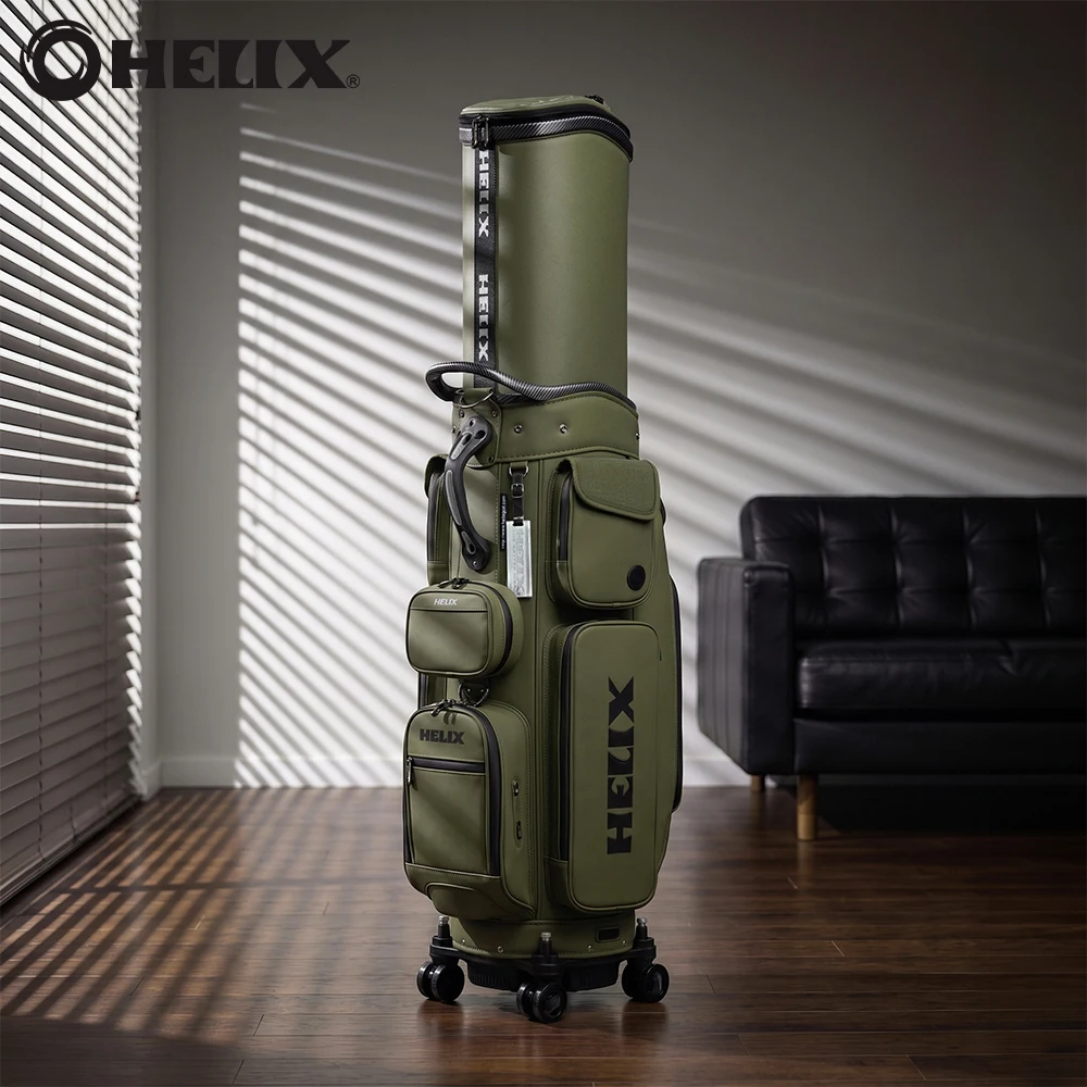 HELIX All-in-One Golf Bag Lockable Wheels, Retractable Cover, Silicon Leather Build, Ample Storage with Organized Pockets
