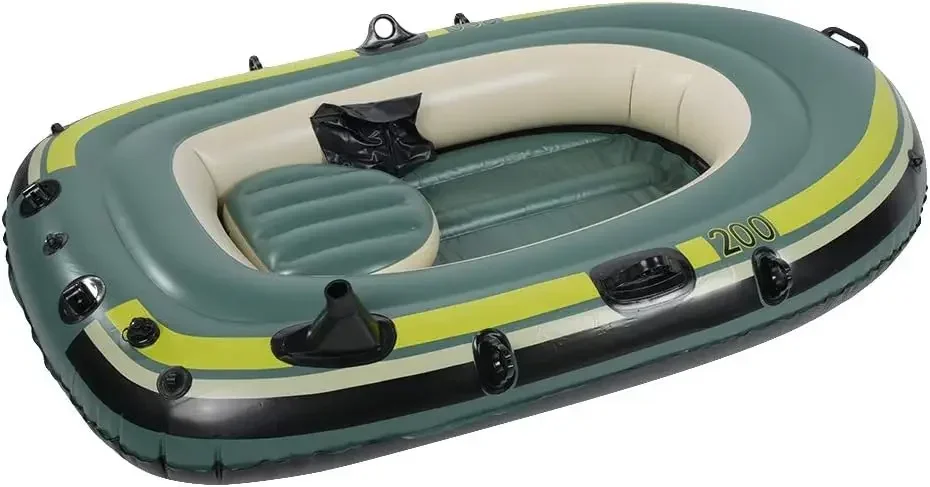 Gazaar 2 Person Inflatable Boat Inflatable Boats for Adults Heavy Duty Green PVC Inflatable Two Person Rowing Boat Fishing Drifting Diving Tool, Inflatable Kayak Canoe, Rowing Air Boat