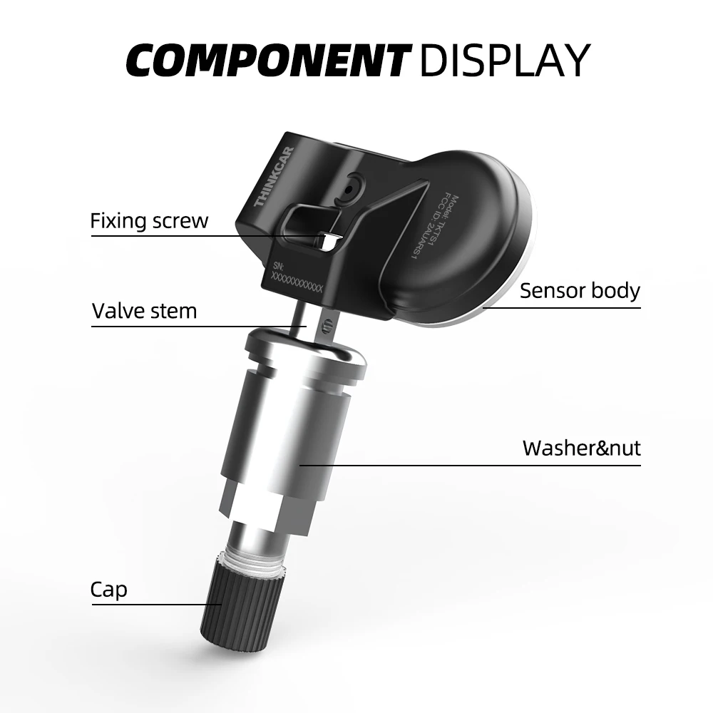 THINKCAR THINKTPMS S1 Tire Pressure Sensor 315MHz 433MHz Tire Pressure Monitoring System Monitors Tire Pressure