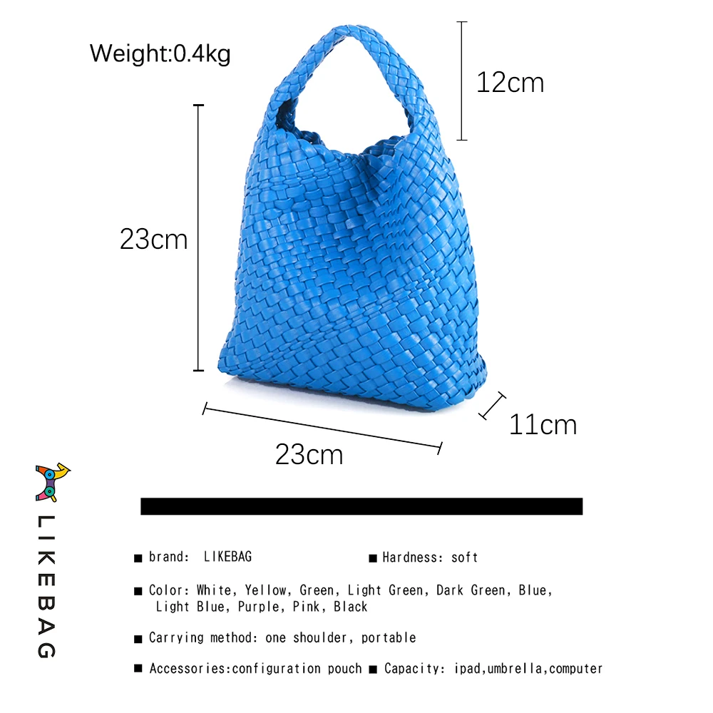 LIKEBAG Fashion Ladies Original Hand Woven single wrist Handbag PU Leather Woven women Small  HandBag with Small Bag