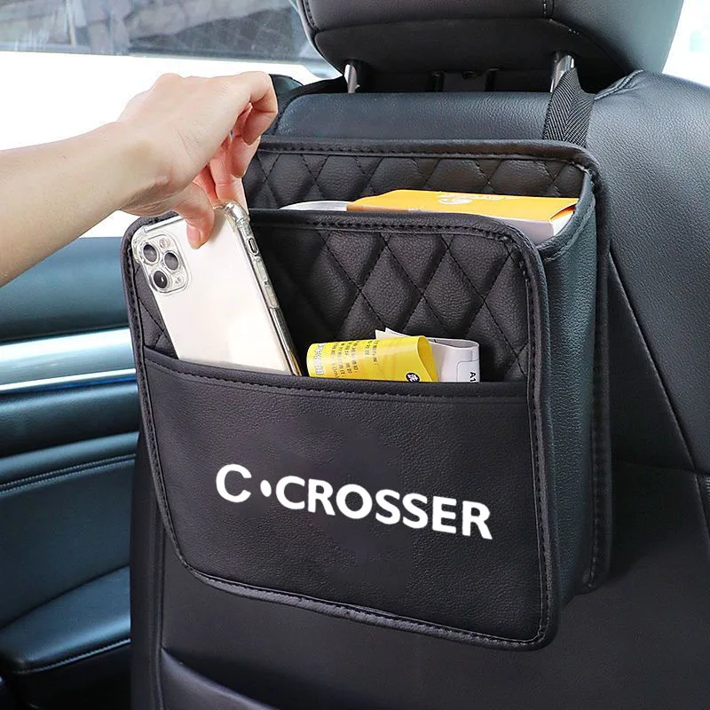 Car Backseat Storage Box Phone Pocket Hanging Holder Pouch PU Leather For Citroen Crosser Auto Accessories Automobile protection