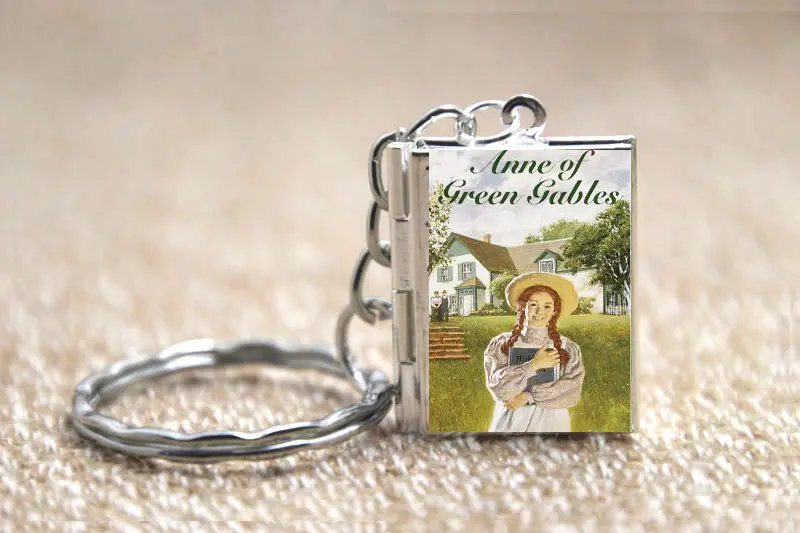 Anne of Green Gables Book Cover Locket Necklace Keyring Silver & Bronze Tone