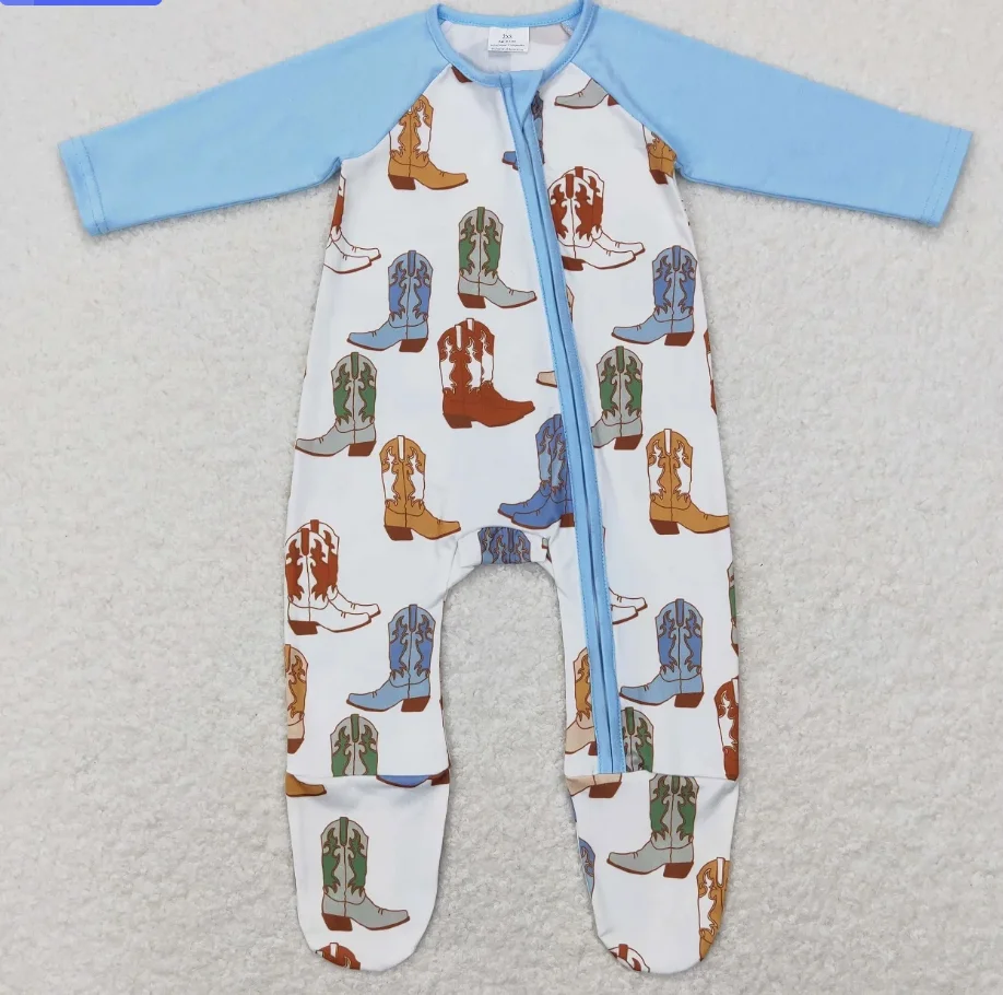 

Western Kids One-piece Newborn Bodysuit Zipper Long Sleeves Jumpsuit Toddler Baby Romper