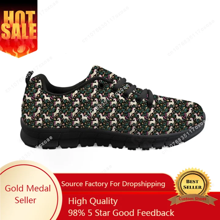 

Black Sneakers Women Platform Casual Shoes Floral Horse Design Flatshoes For Custom Large Size Trainers Ayakkabi Erkek