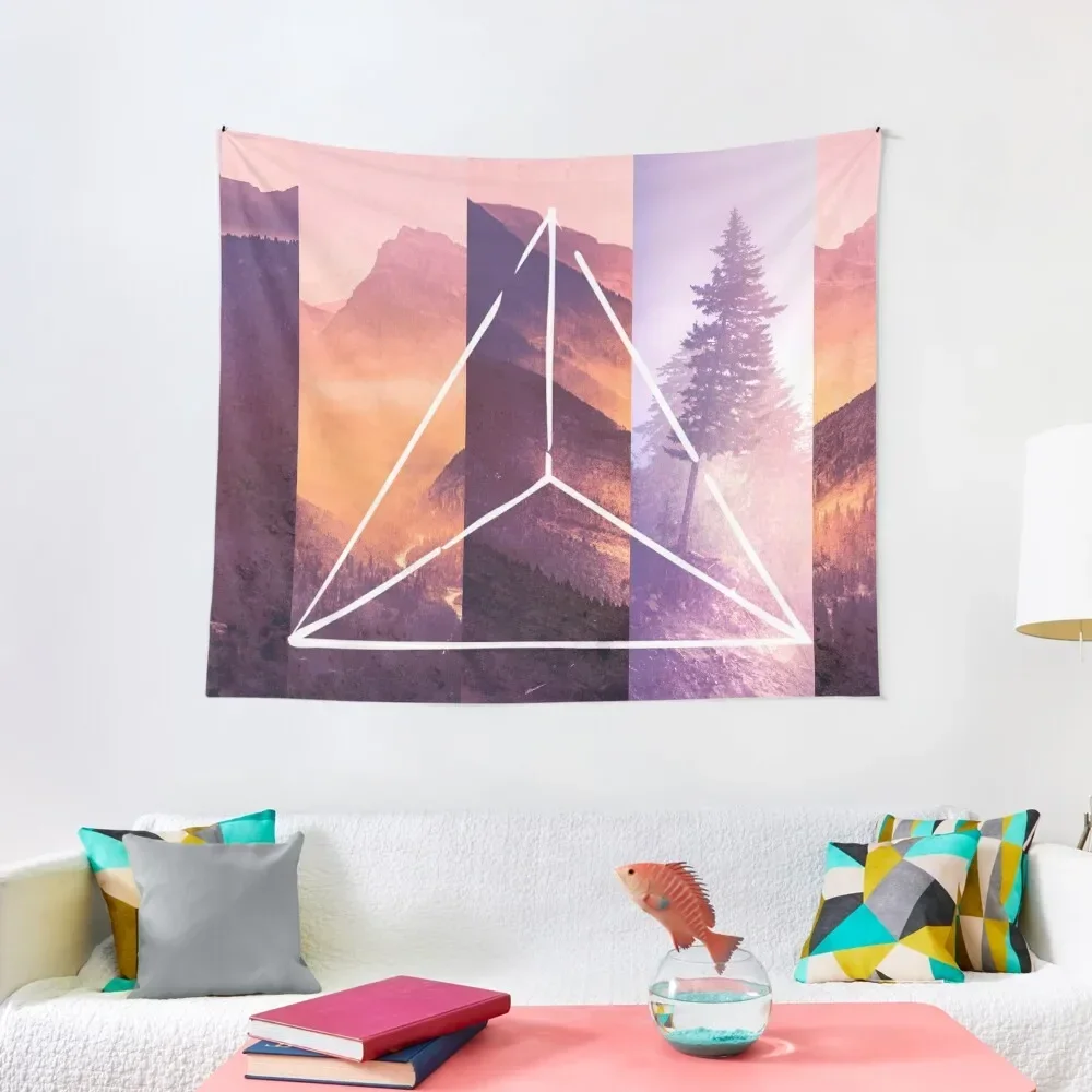 

Forest Mountain Trees - Geometric Nature Wildfire Rebirth Tapestry Decor For Bedroom Aesthetics For Room Tapestry