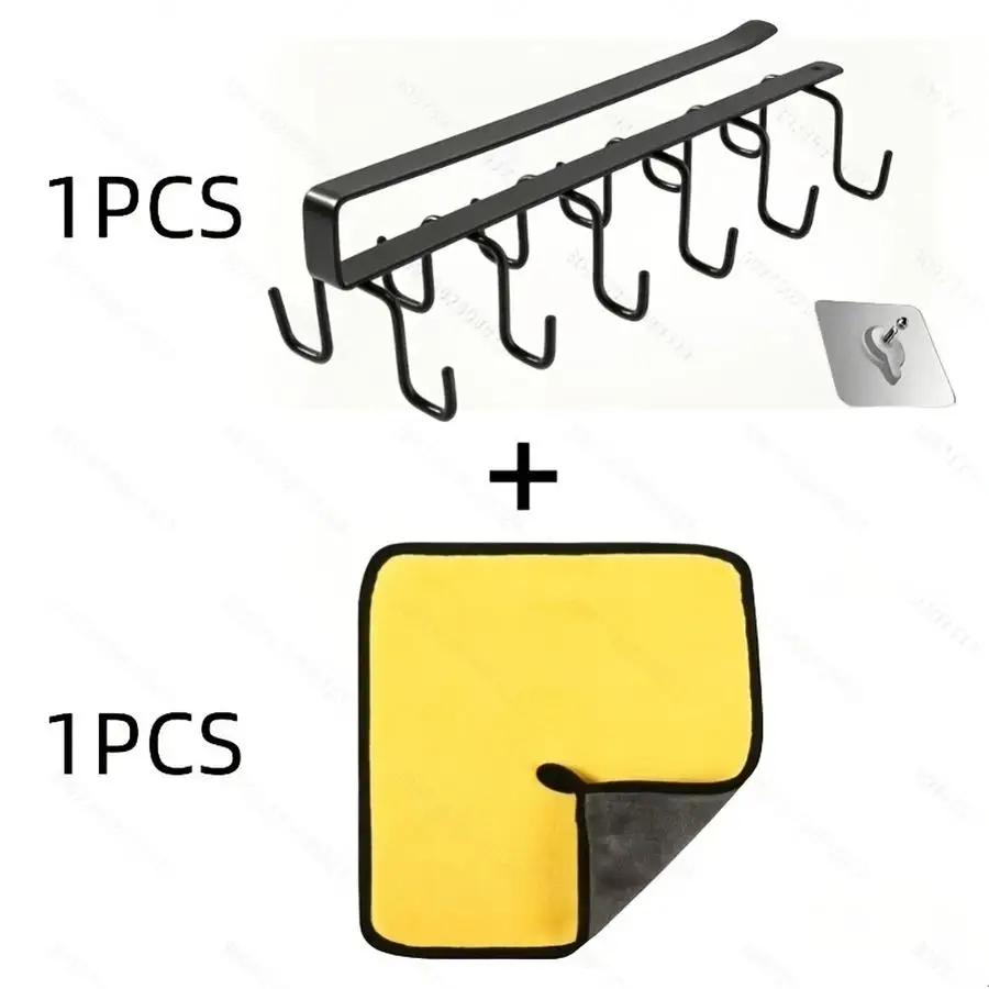 1/5/10/20/50/100pcs double-row hook units, 12 units total, stainless steel cup hooks, and a cleaning cloth—A space-saving kitche