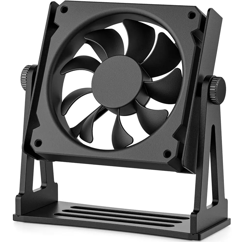 RGEEK Multi-Purpose Desk Fans Stand Mount 360 Degree Adjustable Rotating for 120mm PC Computer Cooling Fan