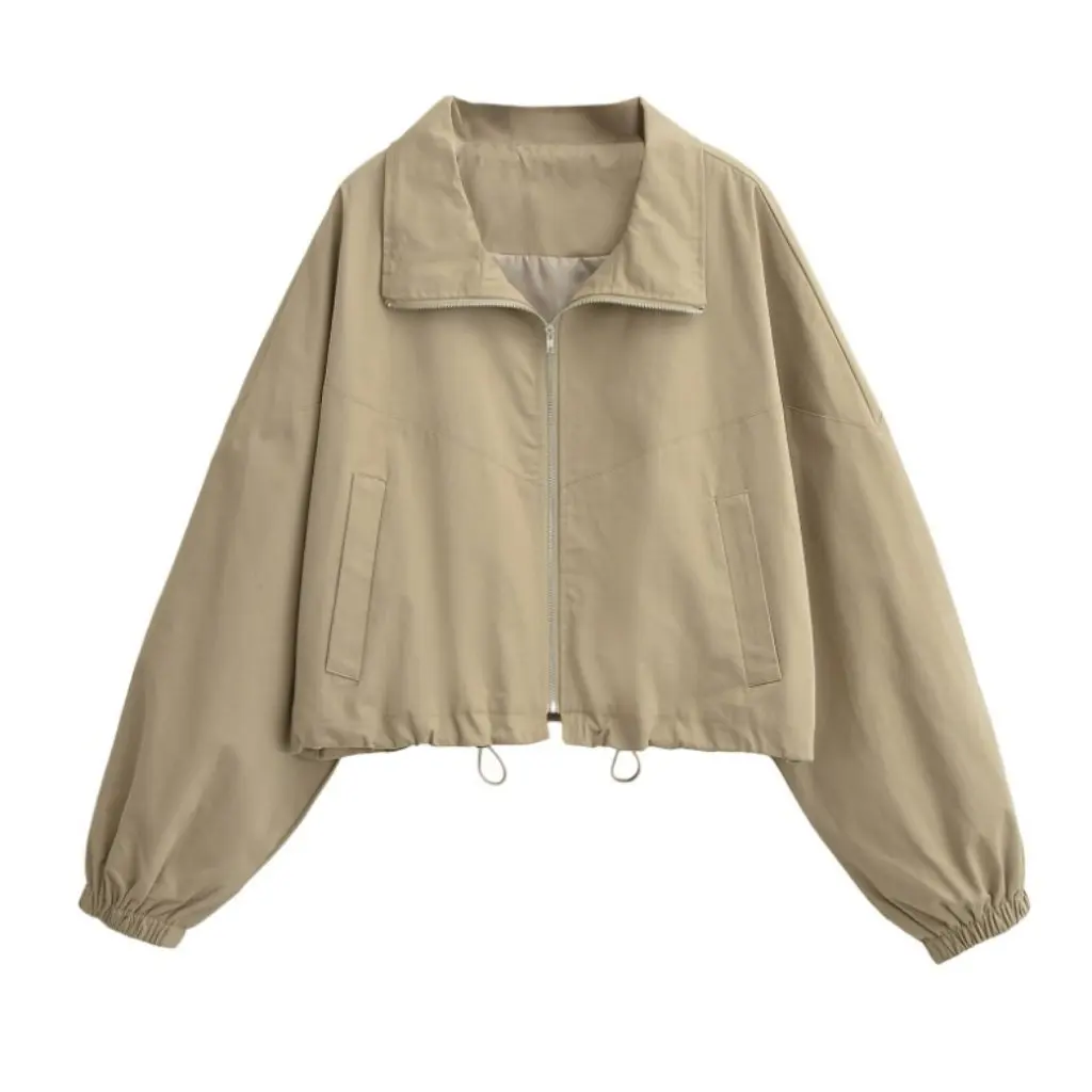 

Women's Casual Elegant Simple Jacket European American Style Loose Fit Zipper Short Long Sleeve Spring Autumn New