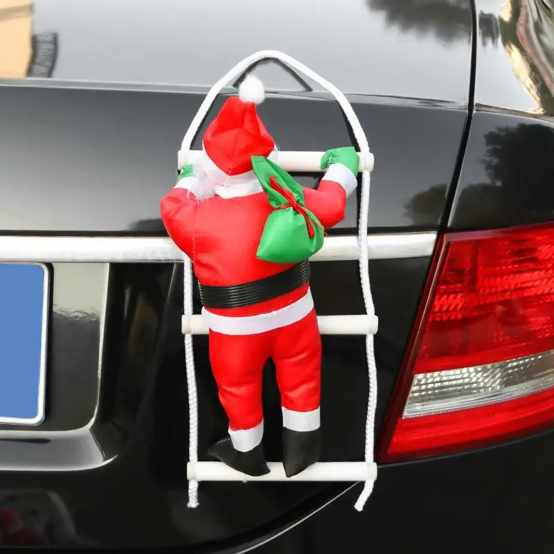 Colgante de decoración de coche, cola de techo, escalera de escalada de Papá Noel, decoración navideña, adorno creativo para el hogar, adorno de árbol de Navidad
