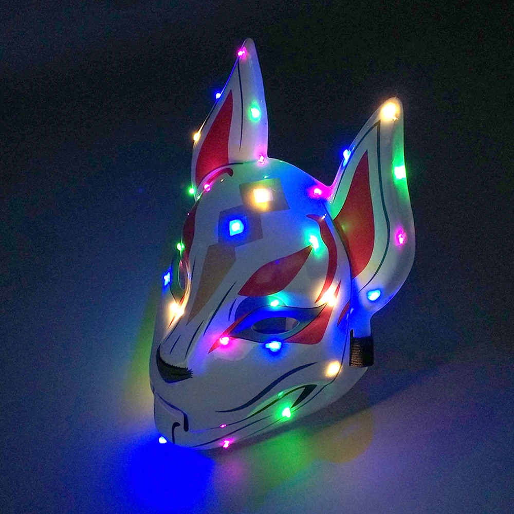 4 Colors Neon Light LED Mask Flashing Fox Face Mask For Adult Wear Gllow In Dark Night Party