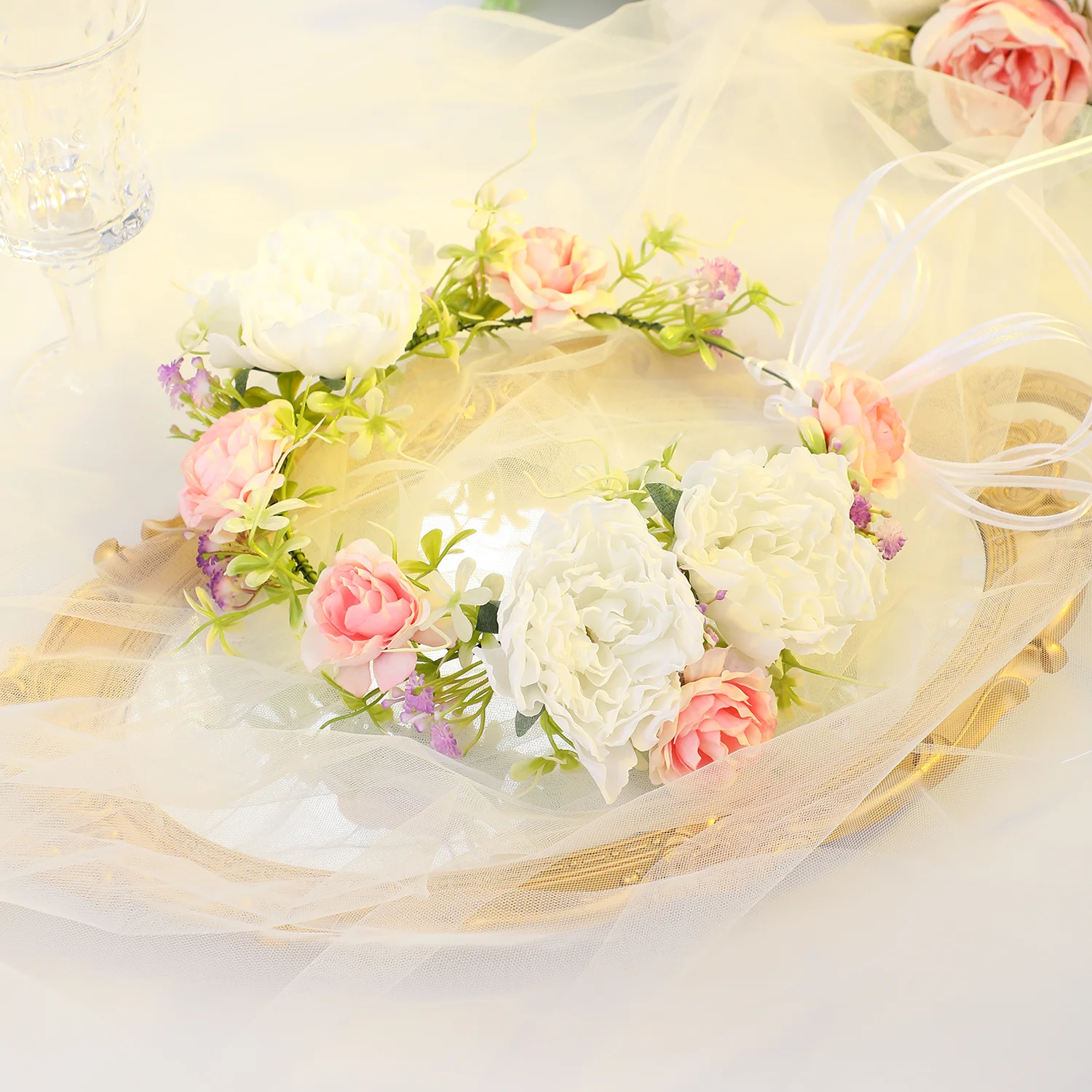 Fashion Handmade Flower Leaves Headband For Women Bride Wedding Hair Accessories Party Gift Hairbands Head Jewelry image 2