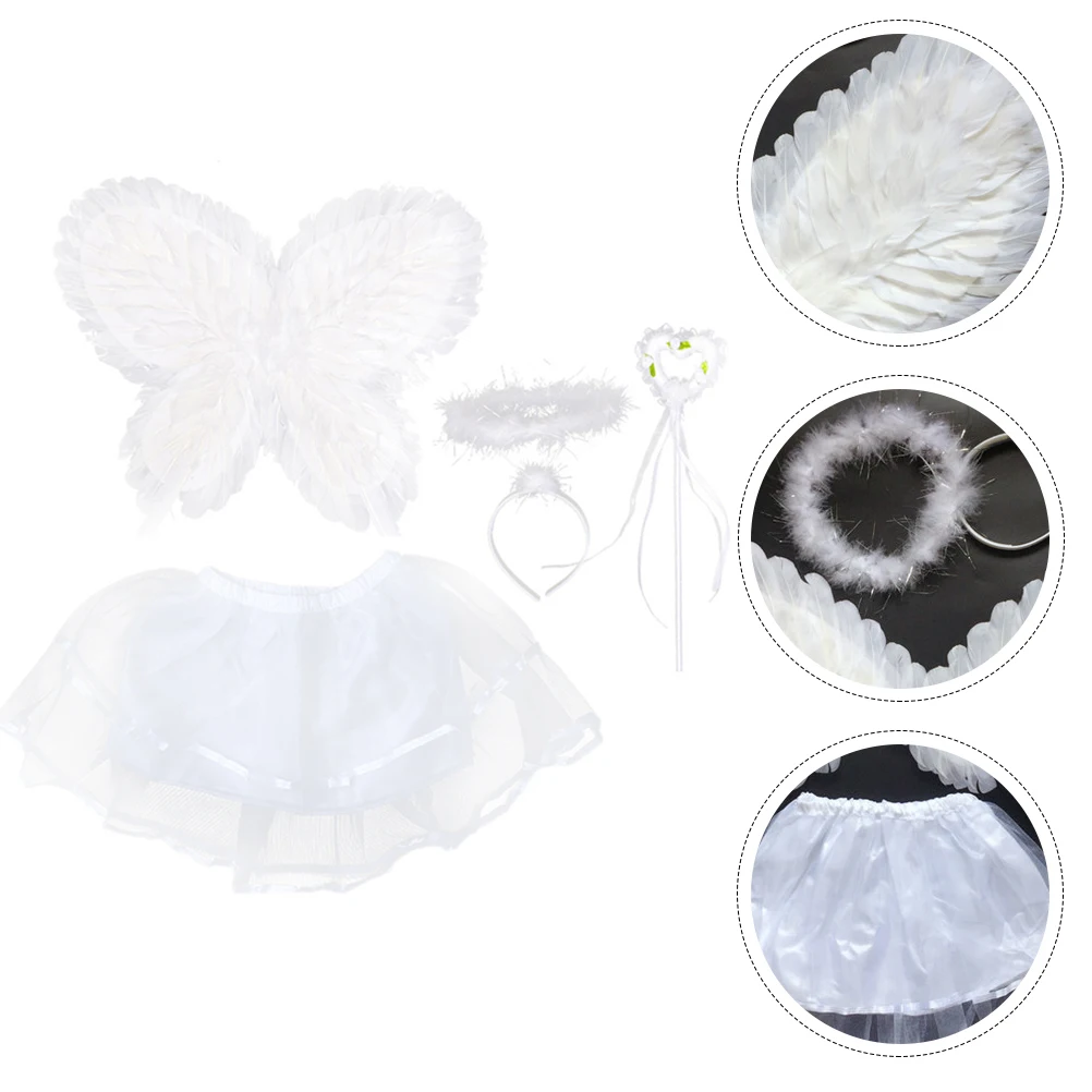 

1 set Butterfly Wings Set Small White Kids Fairy Costume Accessories Headdress Wing Prop Girls Dress Up Birthday Christmas