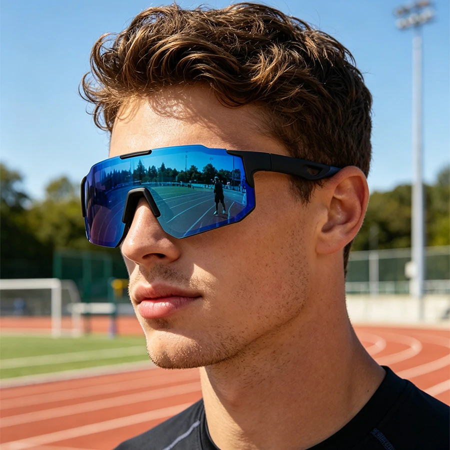 18PCS Beach Skiing Running Sports Fishing Eyewear Unisex Fashion New Model Colorful Oversized One-Piece Lens Cycling Sunglasses