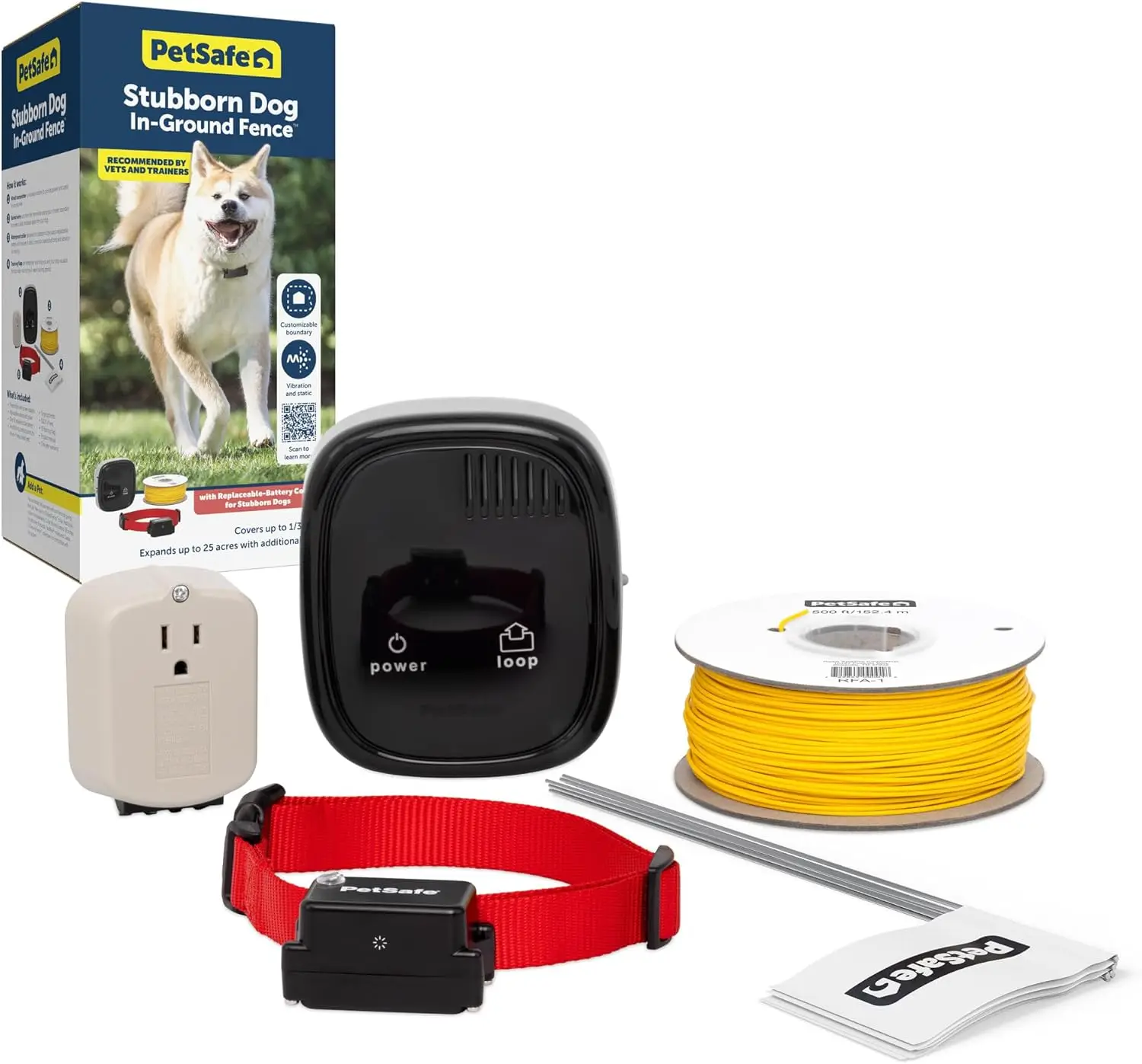 Dog In-Ground Pet Fence Electric Fence for Stubborn Dogs (500 Ft 1/3 Acre 20 Gauge Wire Kit) Underground Dog Fe