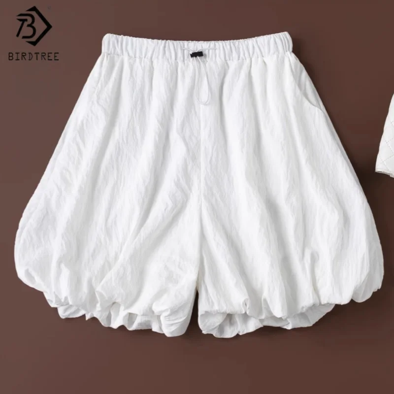 

Шорты Birdtree, 76% шелк, 24% нейлон, женские шелковые шорты-пуховки, повседневные однотонные шорты с эластичным поясом, новинка лета 2026 P64710JF