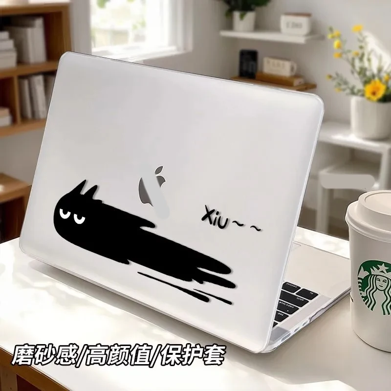 Cute Black Cat Laptop Case For Macbook Neo 2026 A3404 Air 13 15 M4 M5 A3449 Touch Bar ID Pro 14 A3426 Mac 16 inch A3428 Cover