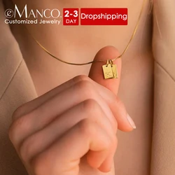 eManco Initial Letter Name Customized Necklace Stainless Steel Engraved Alphabet Charm Pendant Accessories Women's Jewelry